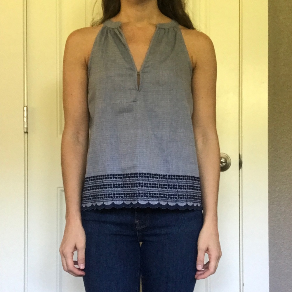 EUC Olive and Oak blue sleeveless top, stitch fix